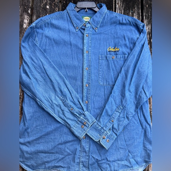 Cabela’s Blue Denim Long Sleeve Button Down 2XLT Shirt Gonzales, Louisiana C9 - Picture 4 of 5